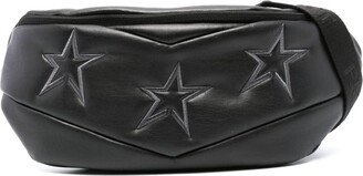 Star-Embroidered Faux Leather Belt Bag