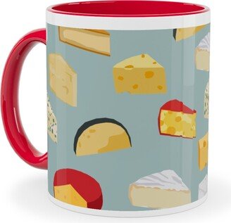 Mugs: Cheeses Foodie - Blue Ceramic Mug, Red, 11Oz, Multicolor
