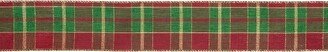Northlight Red, Green and Gold Plaid Christmas Wired Craft Ribbon 2.5