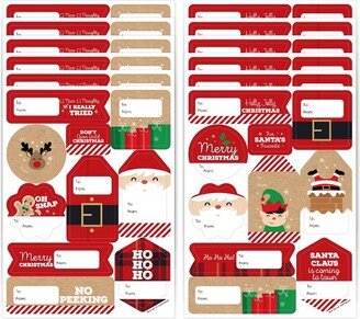 Big Dot of Happiness Jolly Santa Claus - Assorted Christmas Party Gift Tag Labels - To and From Stickers - 12 Sheets - 120 Stickers