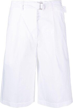 belted cotton Bermuda shorts