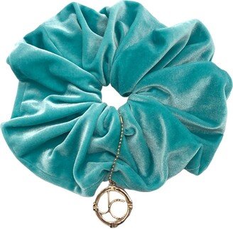 Julia Clancey Oh Halo Aquatic Blue Velour Scrunchy