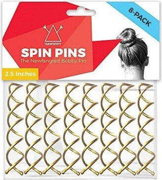 Hawwwy Easy & Fast Bun Maker with Spiral Bobby Pins, 2.5 Inches, 8 Pack, Gold