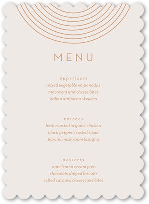 Wedding Menu Cards: Arch Skyward Wedding Menu, Grey, 5X7 Flat Menu, Pearl Shimmer Cardstock, Scallop