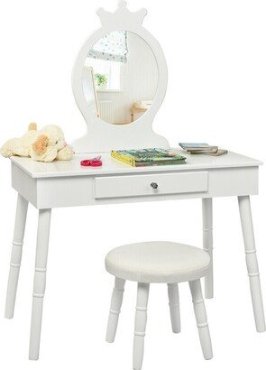 Kids Vanity Makeup Table & Chair Set Make Up Stool Play Set for - See Details