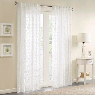 Gracie Mills 1-pc Gemma Sheer Embroidered Window Panel Curtain, White - 50x63