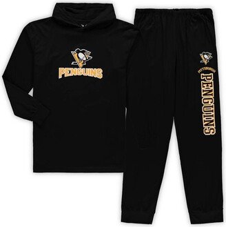 Concepts Sport Men's Black Pittsburg Penguins Big and Tall Pullover Hoodie and Joggers Sleep Set