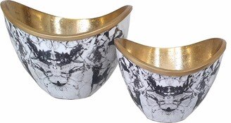 Oval Aluminum Bowls - Set of 2.