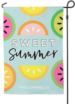 Garden Flags: Sweet Summer Fruits Garden Flag, Flag Stand, Blue