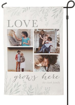 Garden Flags: Foliage Love Grows Here Garden Flag, Flag Stand, Beige