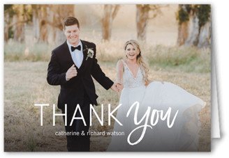 Wedding Thank You Cards: Timeless Thankfulness Thank You Card, White, 3X5, Matte, Folded Smooth Cardstock