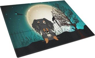 BB2318LCB Halloween Scary Wire Haired Dachshund Dapple Glass Cutting Board