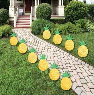 Big Dot Of Happiness Tropical Pineapple - Pineapple Lawn Decor - Outdoor Party Yard Decor - 10 Pc