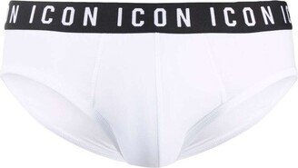 D-squared2 Man's White Cotton Briefs With Logo