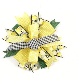 Pre-Made Lemon Outdoor Bow For Wreath Lantern Mailbox, Spring & Summer Embellishment, Decorative