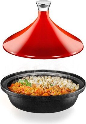 NutriChefKitchen Tagine Moroccan Cooker 2.75-Quart Cooking Pot with Stainless Steel Knob, Base, and Cone-Shaped