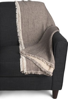 Taupe Wool Blend Textured Gauze Throw