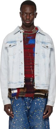 Blue Bleached-Effect Denim Jacket