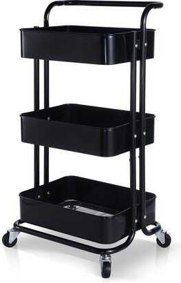 Sttoraboks 3-Tier Heavy Duty Metal Rolling Utility Cart, Craft Cart with Wheels and Handle