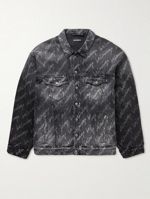 Oversized Logo-Print Denim Jacket