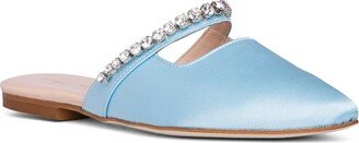 Beautiisoles by Robyn Shreiber Made in Italy Nelia Blue Satin Evening Flat Slide