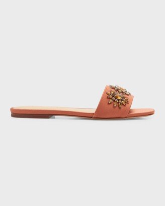 Maggie Jeweled Flat Slide Sandals
