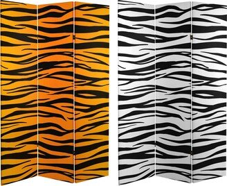 6 ft. Tall Double Sided Tiger Print Canvas Room Divider