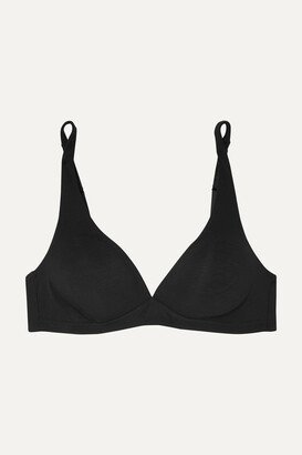 Stretch-cotton Jersey Soft-cup Triangle Bra - Black