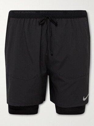 Nike Running 2-in-1 Stride Straight-Leg Dri-FIT Ripstop and Stretch-Jersey Shorts