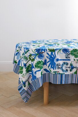 Elephant Family Printed Cotton Tablecloth - Blue