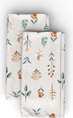 Cloth Napkins: Flower Specimen - Multi On Gray Cloth Napkin, Longleaf Sateen Grand, Multicolor