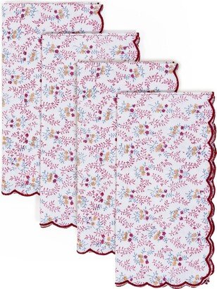 Sharland England Little Flower Napkins - Set Of 4 - Red