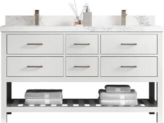 Parker 60 In. W X 22 D Double Sink Bathroom Vanity in White With Quartz Or Marble Countertop | Modern Vanity Premium Q