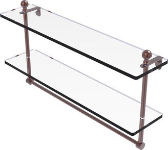 22 Inch Two Tiered Glass Shelf with Integrated Towel Bar