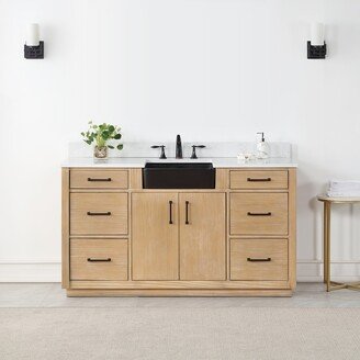 Altair Novago Bathroom Vanity in Weathered Pine with Composite Stone Countertop without Mirror