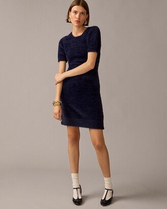 Short-sleeve sweater-dress in brushed yarn