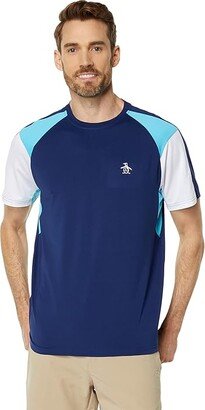 Original Penguin Golf Performance Color-Block Crew Neck Tennis Tee (Astral Night) Men's Clothing