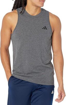 Training Essentials Feel Ready Logo Sleeveless Tee (Dark Grey Heather/White/Black) Men's Clothing