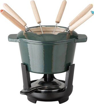 Our Table 13 Piece Enameled Cast Iron Fondue Pot Set in Sycamore