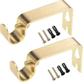 Unique Bargains Curtain Rod Bracket Iron Single for 16mm Rod, 73 x 36 x 16mm Gold Tone 4Pcs - White - 108x78mm 1pcs