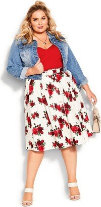 CITY CHIC| Women's Plus Size Vintage Rose Skirt - - 16W