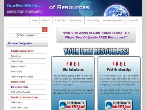Yourfreeworld.com Scripts Promo Codes & Coupons