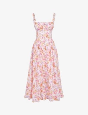 Tatiana floral-print cotton-blend midi dress