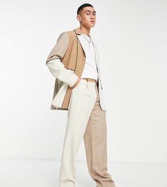 baggy pants in pinstripe and color block