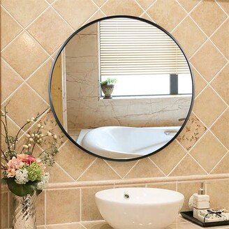 Wall Decor Big Bathroom Make Up Vanity Mirror Entryway Mirror - Black-AA