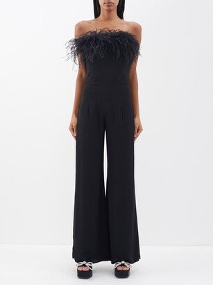 Taree Feather-trim Wide-leg Jumpsuit