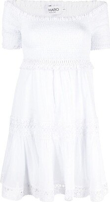 Grazi off-shoulder lace-trim minidress