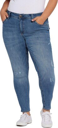 Plus Size Mid Rise Flap Pocket Skinny Jeans