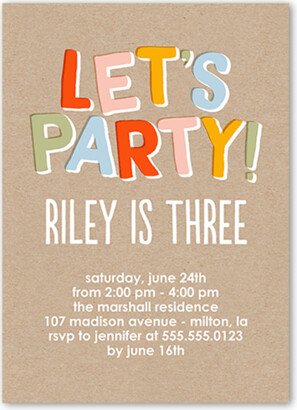 Boy Birthday Invitations: Playful Craft Birthday Invitation, Beige, 5X7, Standard Smooth Cardstock, Square