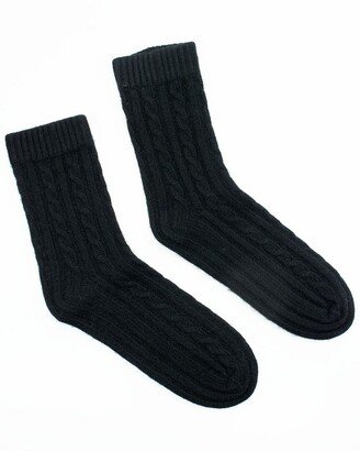 Ladies Chunky Socks With Rows Of Cables-AB